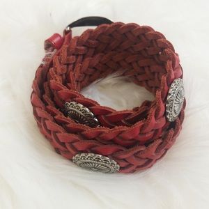 Red genuine leather belt